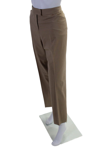 Lafayette 148 New York Womens Zip Lined Straight Leg Trousers Khaki Size 12