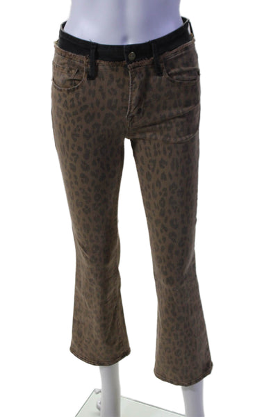 Frame Womens Cotton Blend Animal Print Mid-Rise Bootcut Jeans Brown Size Size 26