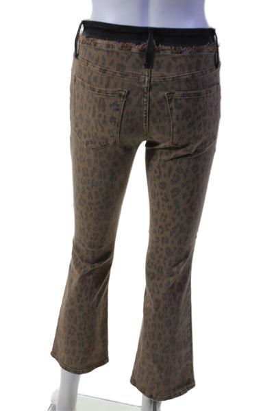 Frame Womens Cotton Blend Animal Print Mid-Rise Bootcut Jeans Brown Size Size 26