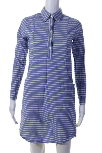 Roller Rabbit Womens Long Sleeve Collared Mini Striped Shirt Dress Blue Size XS