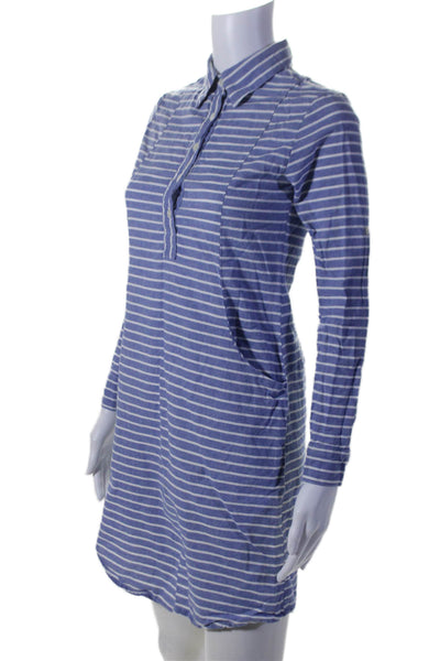 Roller Rabbit Womens Long Sleeve Collared Mini Striped Shirt Dress Blue Size XS