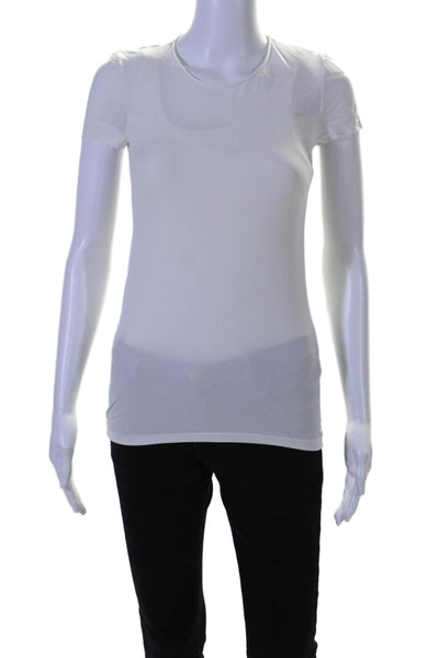 Wolford Womens Short Sleeve Stretch Knit Crew Neck Tee Shirt White Size Small