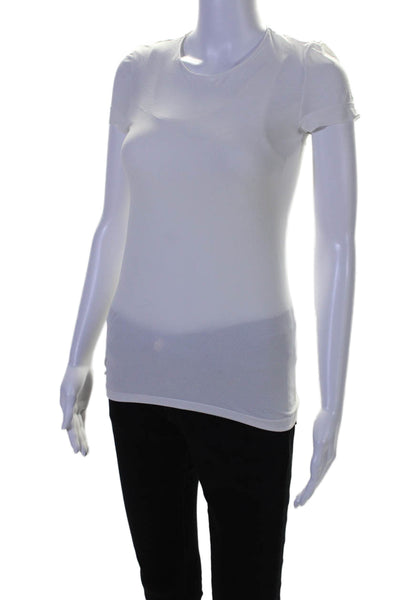 Wolford Womens Short Sleeve Stretch Knit Crew Neck Tee Shirt White Size Small