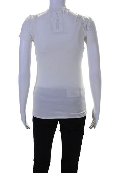 Wolford Womens Short Sleeve Stretch Knit Crew Neck Tee Shirt White Size Small