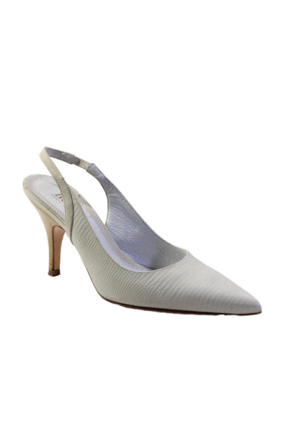 Boss Hugo Boss Womens Leather Pointed Toe Slingback Heels White Size 36.5 6.5