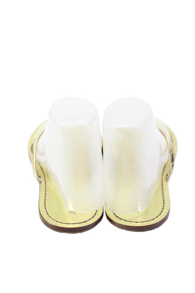 Jimmy Choo Womens Leather Jeweled Thong Slide On Sandals Gold Metallic Size 39 9