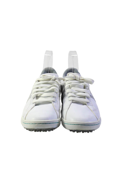 Adidas Mens Leather Low Top Lace Up Traxion Golf Sneakers White Grey Size 7.5