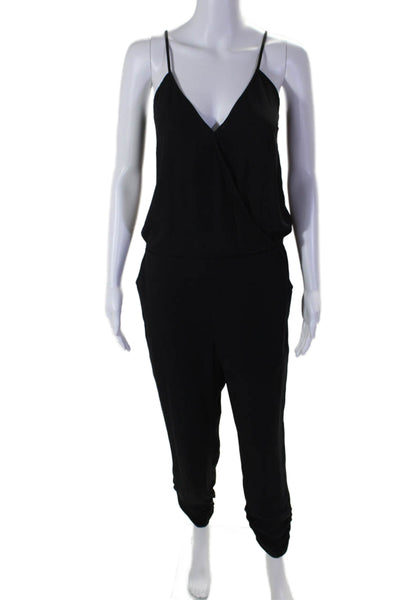 Aqua Womens Textured Strapless Ruched Waist Long Jumpsuit Black Size L