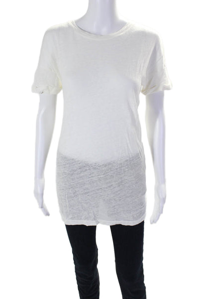 Frame Shirt Womens Round Neck Short Sleeved Casual Basic Shirt White Size XS