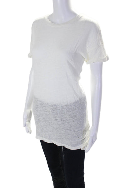 Frame Shirt Womens Round Neck Short Sleeved Casual Basic Shirt White Size XS