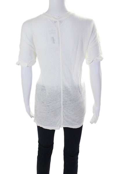 Frame Shirt Womens Linen Short Sleeved Round Neck Casual Shirt White Size S