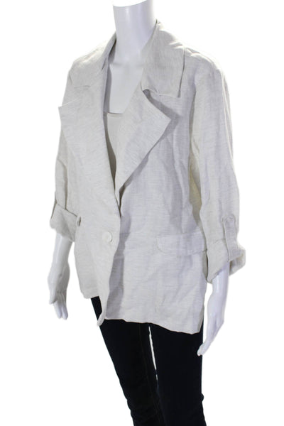 Patrizia Luca Womens Textured Long Sleeve Lined V-neck Blazer Cream Size L