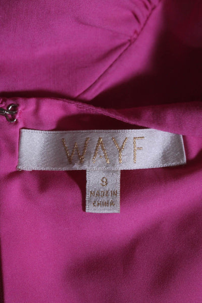 Wayf Womens Short Sleeves Cut Out Waist A Line Dress Pink Cotton Size 8