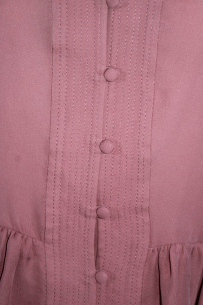 Elizabeth and James Womens Silk Tiered Button Down Tank Top Pink Size Medium