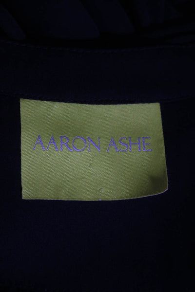 Aaron Ashe Womens Silk Long Sleeves Crew Neck Pullover Blouse Black Size Medium