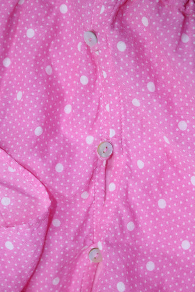 Love Shack Fancy Childrens Girls Polka Dot A Line Dress Pink White Size 8-9