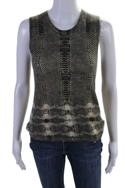 Magaschoni Womens Animal Patterned Sleeveless Sweater Blouse Multicolored Size M