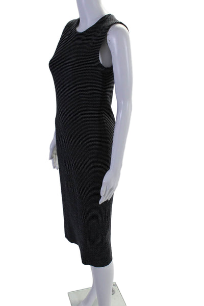 Theory Womens Wool Sleeveless Striped Round Neck Dress Black Size S