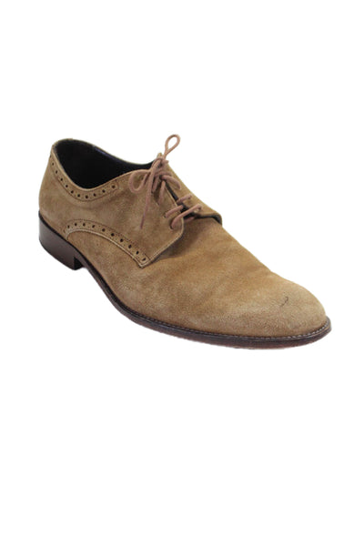 To Boot New York Mens Suede Textured Lace Up Lined Oxford Shoes Camel Brown Size