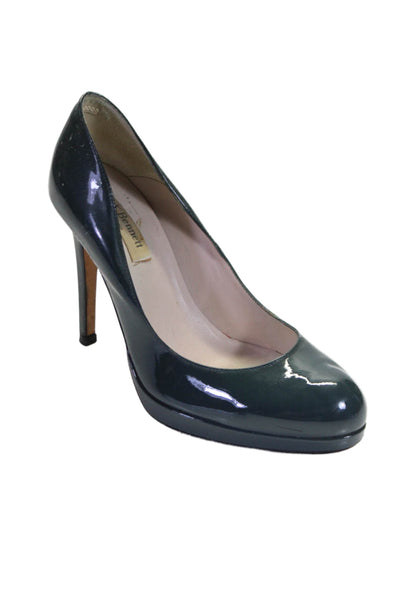 L.K.Bennett Womens Patent Leather Slide On Pumps Forrest Green Size 38.5 8.5