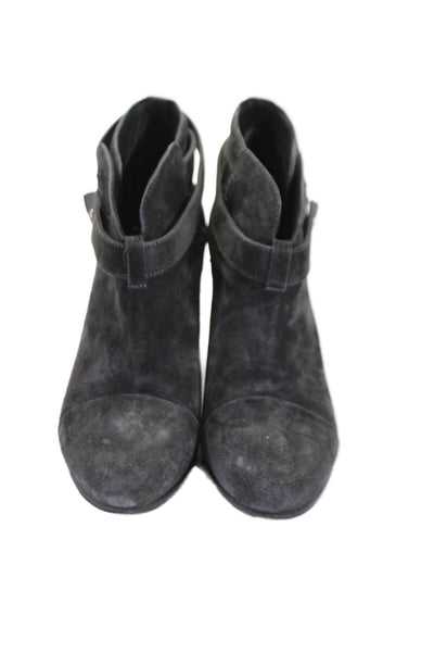 Rag & Bone Womens Suede Cap Toe Belted Ankle Boots Charcoal Gray Size 39.5 9.5