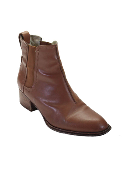 Rag & Bone Womens Leather Stretch Inset Pull On Ankle Boots Brown Size 39 9