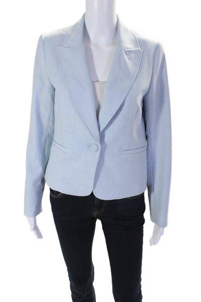 Drew Womens Wide Lapel Single Button Cropped Jacket Sky Blue Size Small