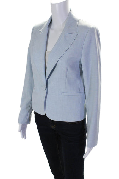 Drew Womens Wide Lapel Single Button Cropped Jacket Sky Blue Size Small