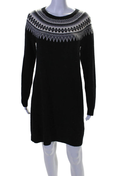 Vineyard Vines Womens Wool Long Sleeve Printed Sweater Dress Black Size M