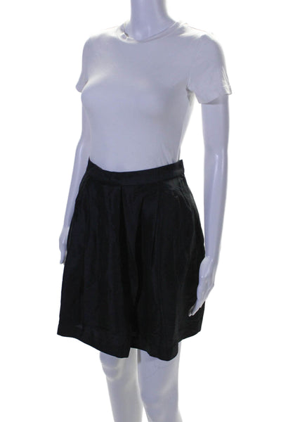 BCBGMAXAZRIA Womens Silk Pleated A Line Skirt Black Size M