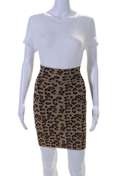 BCBGMAXAZRIA Womens Slim Fit Leopard Print Mini Skirt Brown Size XS