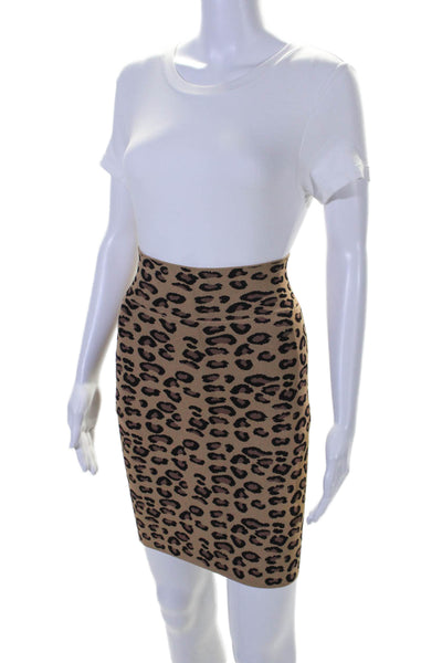 BCBGMAXAZRIA Womens Slim Fit Leopard Print Mini Skirt Brown Size XS