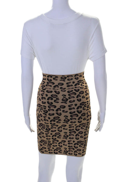 BCBGMAXAZRIA Womens Slim Fit Leopard Print Mini Skirt Brown Size XS