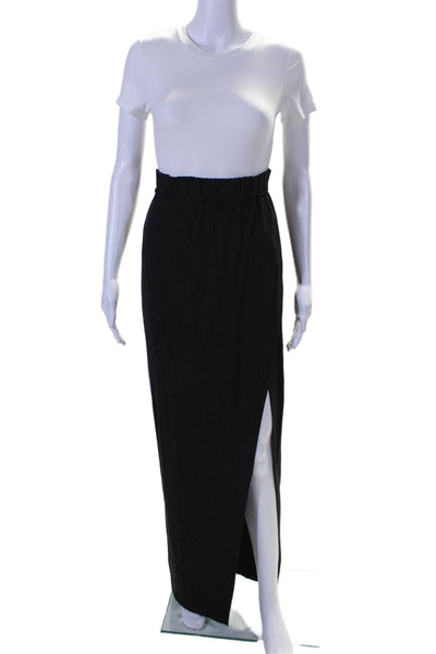 Rachel Zoe Womens Elastic Waist Slit Maxi Skirt Black Size P