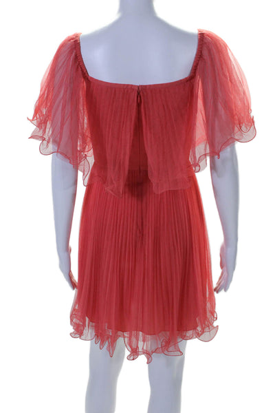 BCBGMAXAZRIA Womens Off Shoulder Pleated A Line Dress Pink Size 2