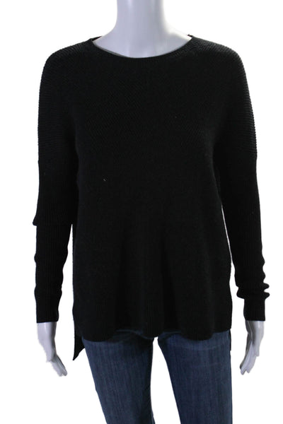 Vince Womens Crew Neck Long Sleeves Sweater Black Wool Size Extra Small