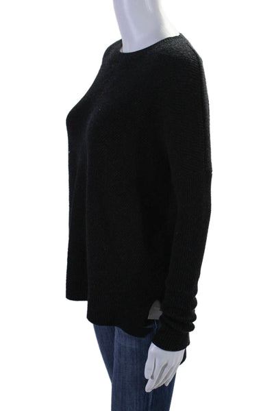 Vince Womens Crew Neck Long Sleeves Sweater Black Wool Size Extra Small