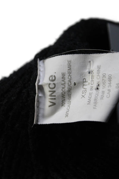 Vince Womens Crew Neck Long Sleeves Sweater Black Wool Size Extra Small