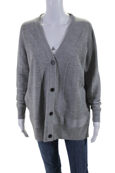 Vince Womens Wool Long Sleeve Button Up Cardigan Sweater Gray Size XS