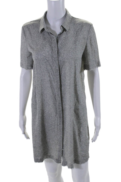 T Alexander Wang Womens Button Front Collared Silk Shirt Dress Gray Size 6