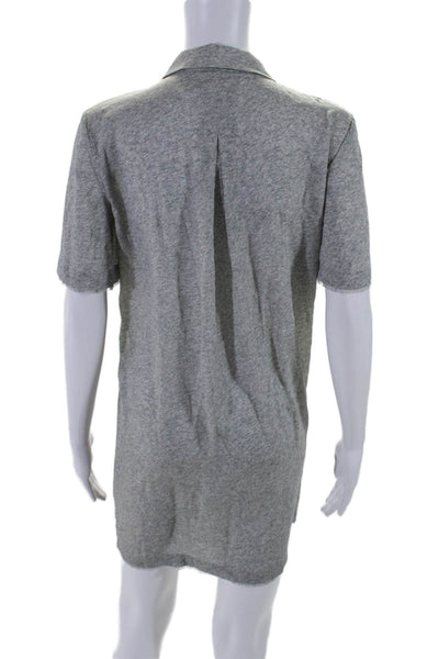 T Alexander Wang Womens Button Front Collared Silk Shirt Dress Gray Size 6