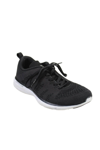 APL Womens Lace Up Knit Low Top Running Sneakers Black White Size 8.5