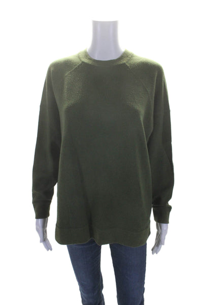 J Crew Womens Wool Round Neck Long Sleeve Pullover Crewneck Green Size S