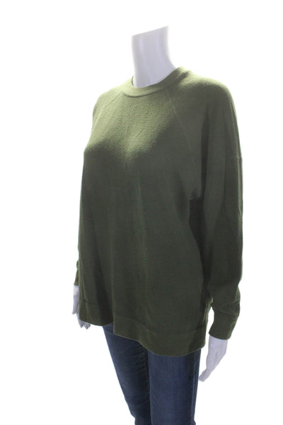 J Crew Womens Wool Round Neck Long Sleeve Pullover Crewneck Green Size S