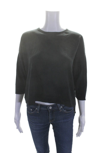 ACNE Studios Womens Cotton Long Sleeve Round Neck Knit Crop Top Black Size M