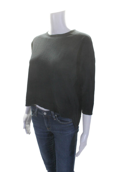 ACNE Studios Womens Cotton Long Sleeve Round Neck Knit Crop Top Black Size M