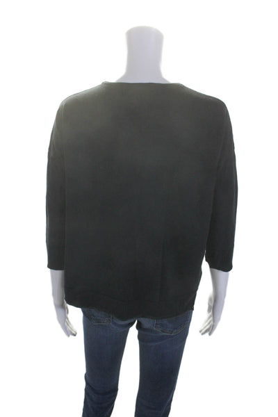 ACNE Studios Womens Cotton Long Sleeve Round Neck Knit Crop Top Black Size M