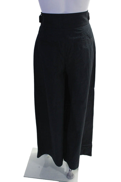 Ulla Johnson Womens High Rise Belted Wide Leg Pants Black Cotton Size 6