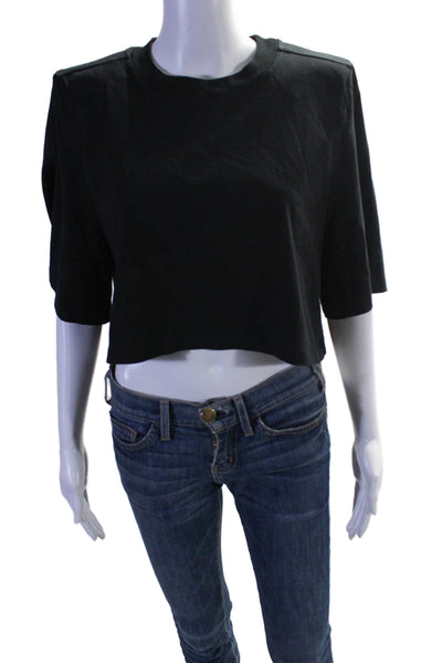 Isabel Marant Womens Short Sleeves Cropped Tee Shirt Black Cotton Size Small