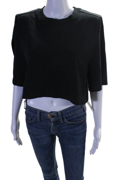 Isabel Marant Womens Short Sleeves Cropped Tee Shirt Black Cotton Size Small